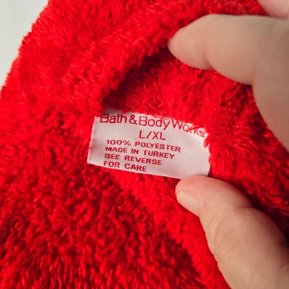 Vintage Bath & Body Works Red Plush Robe Size L/XL - Picture 2 of 6